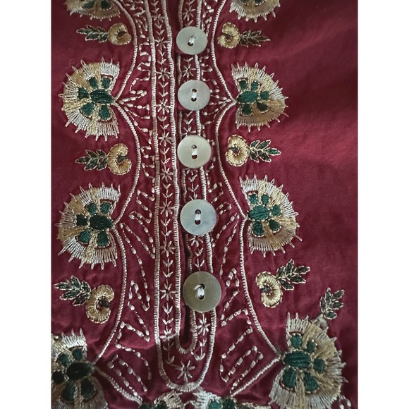 Soft Surroundings‎ Sz XLP Red Sleeveless Embroidered Top 100% Cotton Gypsycore - Picture 8 of 12